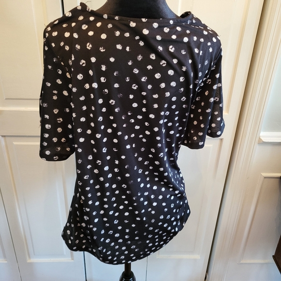 Polka Dot Black and White Top with Rhinestones sz 1X Whimsygoth Brunch Glam - Picture 5 of 6
